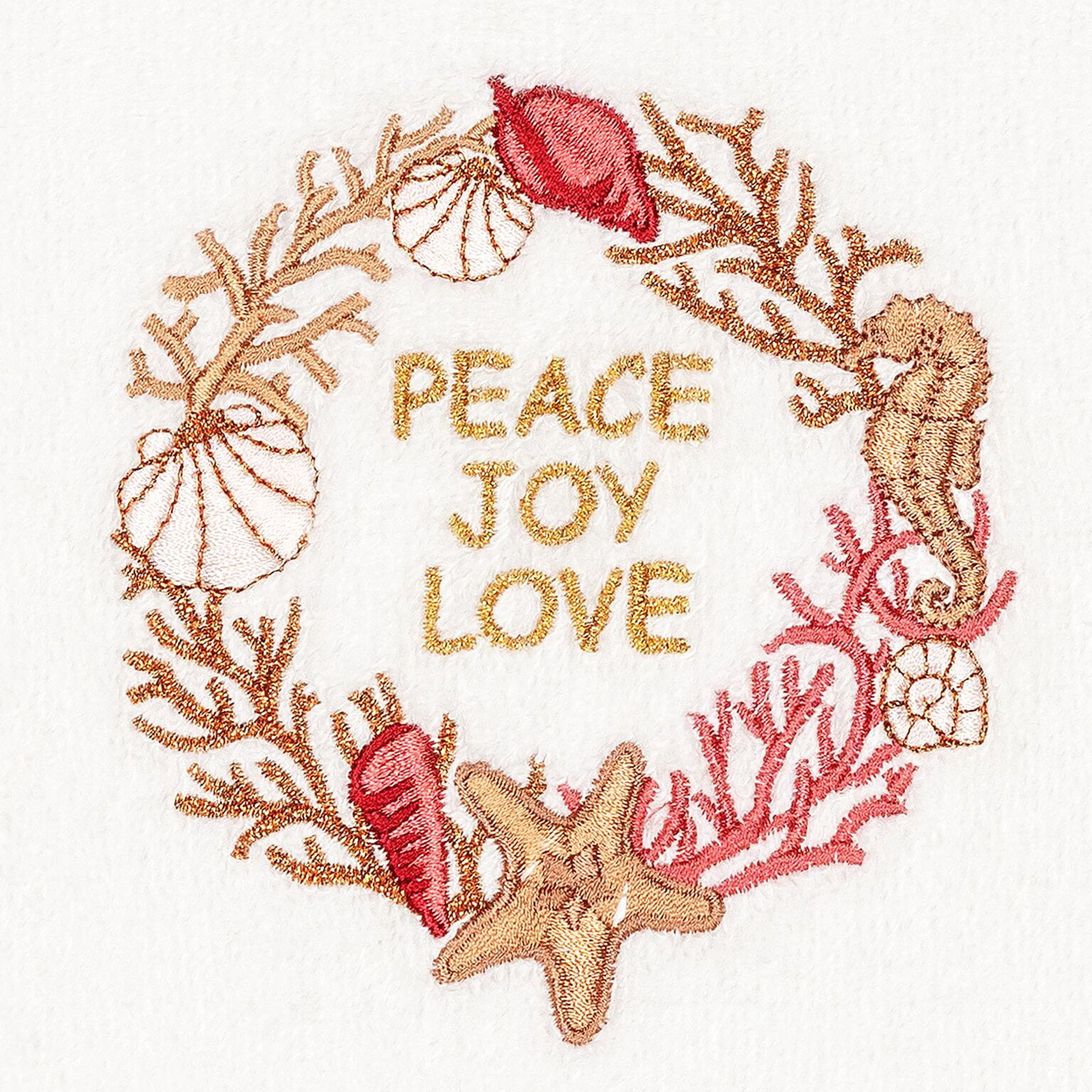 Linum Home Textiles Christmas Peace Embroidered Turkish Cotton Hand Towel - Set of 2