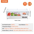 thumbnail image 2 of VEVOR Refrigerated Condiment Prep Station, 135 W Countertop Refrigerated Condiment Station, with 2 1/3 Pans & 4 1/6 Pans, 304 Stainless Body and PC Lid, Sandwich Prep Table with Glass Guard, ETL, 2 of 9