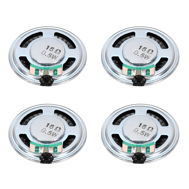 4 Pcs 0.5W 16 Ohm Small Speakers Metal Shell Round Internal Micro Magnet Speaker