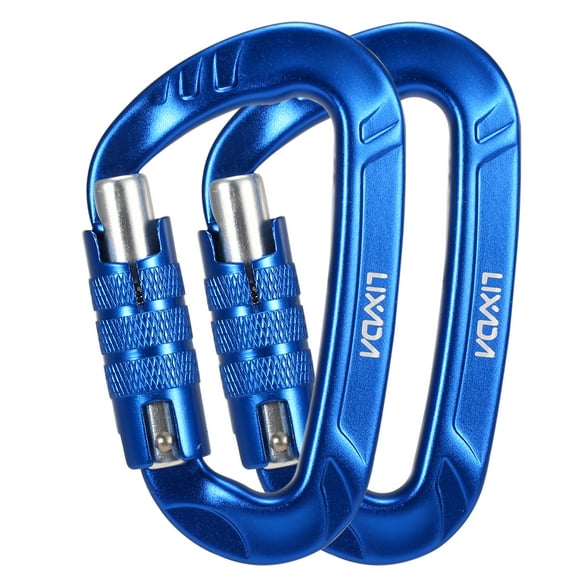 Lixada 2-Pack 12KN Carabiner D-Ring Locking Safety Device for Camping, Mountaineering, Hiking
