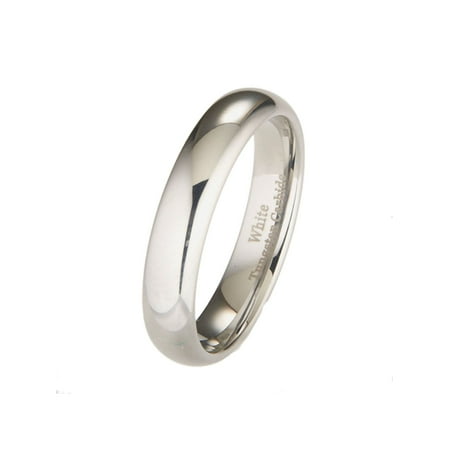 - 5mm White Tungsten Carbide Polished Classic Wedding Ring