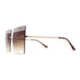 thumbnail image 3 of Rhinestone Argyle Pattern Jewel Rimless Oversize Rectangle Sunglasses Gold Brown, 3 of 4