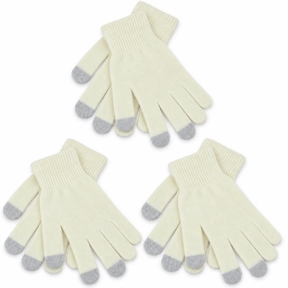 stcellnmex 3 Pairs Touch Screen Gloves for Men Women Winter Warm White