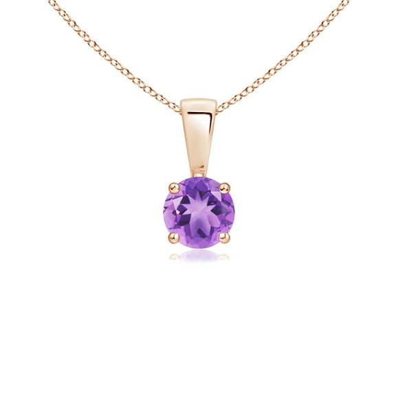 ANGARA Natural Classic Round Amethyst Solitaire Pendant in 14K Rose Gold for Women (Size-4mm) | February Birthstone, Birthday, Anniversary, Jewelry Gift for Women | Natural Amethyst Necklace
