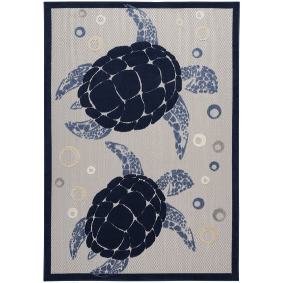 Nourison Aloha Coastal, Nautical & Beach Navy Blue 3'6" x 5'6" Area Rug, (3x5)