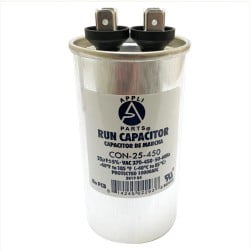 

Appli Parts Run Capacitor 25 Mfd uF (microfarads) 370 VAC or 450 VAC Round 3-3/4 High 1-7/8 in Wide CON-25-450 Replaces CAP-25-450