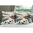 thumbnail image 6 of Ambesonne Lake Throw Pillow Cover 4 Pack, Mountain and Paint Splatter, 18", Peach and Pale Slate Blue, 6 of 7