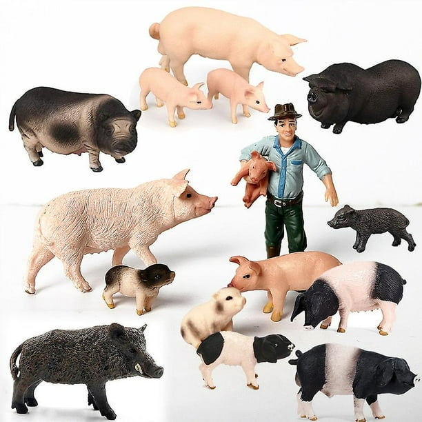 Simulado jabalí cerdo modelo granja animal cerdo familia conjunto figuritas figura de acción juguetes educativos para niños decoración del hogar
