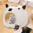 thumbnail image 4 of Lindo gato cama mascota perrera en forma de invierno cálido semicerrado perro , Oveja Jinwen casa del gato, 4 of 8