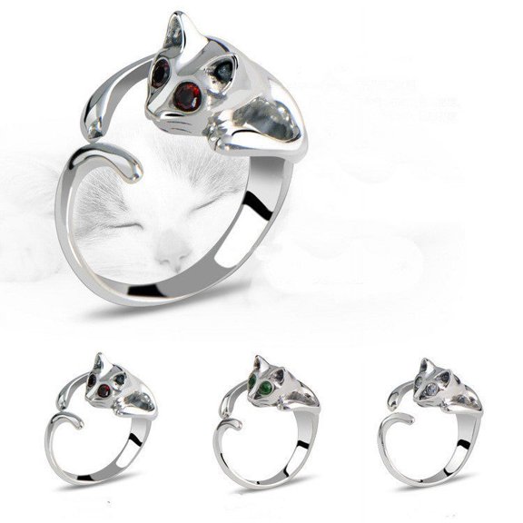 Unisex Animal Ring Metal Cat Ring Adjustable Fit Simple Design Electroplated Ring Personalized Zodiac Ring For Men and Women Gold and Silver Color