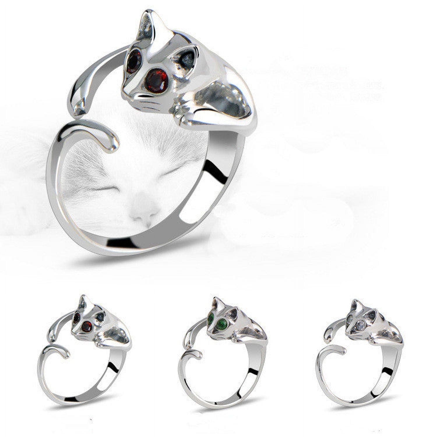 Unisex Animal Ring Metal Cat Ring Adjustable Fit Simple Design Electroplated Ring Personalized Zodiac Ring For Men and Women Gold and Silver Color