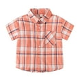 thumbnail image 2 of Fozruso Toddler Boys Summer Short Sleeve Plaid Pattern Button Down Shirts with Pockets Classic Loose Shirts Sizes 18-24 Months, 2 of 5