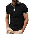 thumbnail image 3 of DDAPJ pyju Men's Casual Polos Shirts Plaid Collar Short Sleeve Golf T-Shirt Lightweight Breathable Sports Tennis Shirt Black M, 3 of 6