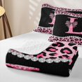 thumbnail image 4 of Manfei Leopard Print Letter L Bow Twin Quilt Set, Rhinestone Twin Coverlet Set for Girls Women, 4 of 7