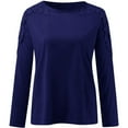 thumbnail image 5 of Seductiva Women's Oversized Long Sleeve T Shirts 2025 Women's Round Neck Solid Color Hollowomen Stitching Long Sleeve T Shirt Loose Fit Lightweight Tunic Shirts Casual Business Blouses, 5 of 5