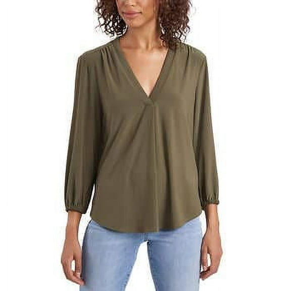 Two by Vince Camuto Ladies' V-Neck Top, Olympia Green Medium