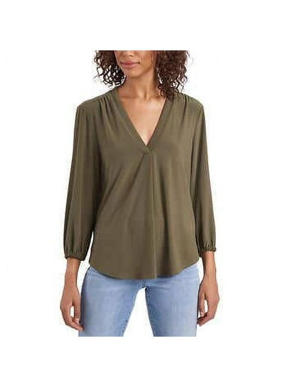 Two by Vince Camuto Ladies' V-Neck Top, Olympia Green Medium
