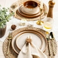 thumbnail image 6 of Ceramic Dinnerware Sets for 4,Round Reactive Glaze Ceramic Plates and Bowls Set,Highly Chip and Crack Resistant | Dishwasher & Microwave  Dishes Set,Service for 4 (12pc)-Kahki, 6 of 6