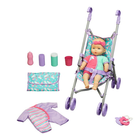 Kid Connection 10-Piece Baby Doll Stroller Play