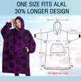 thumbnail image 4 of Oversized Wearable Blanket Hoodie,Purple Gothic Floral Pattern Sherpa Blanket Hoodie with Super Pockets,Super Warm Fuzzy Pullover for Women & Men, 4 of 6