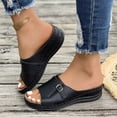 thumbnail image 2 of Domuza Orthopedic Sandals for Women Arch Support Summer Flat Sandals Wide Non Slip Slip on Beach Slippers Vacation Beach 2026 Orthopedic Shoes Black 10（EU-43）, 2 of 4