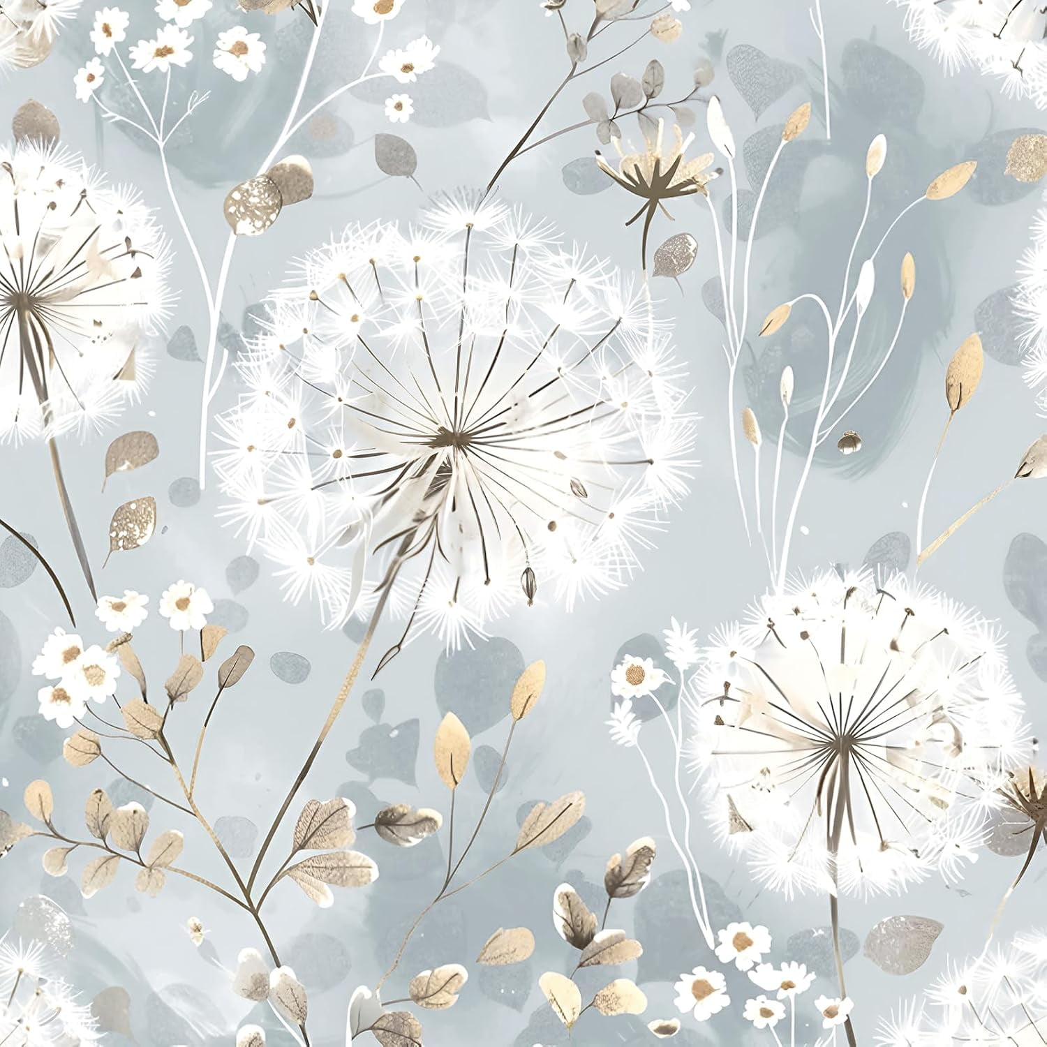 Floral Wallpaper Peel and Stick Dandelion Wallpaper Floral Contact Paper 17.7"x118.1" Vintage Flower Contact Paper Boho Self Adhesive Removable for Bedroom Cabinets Decorative Wall Vinyl