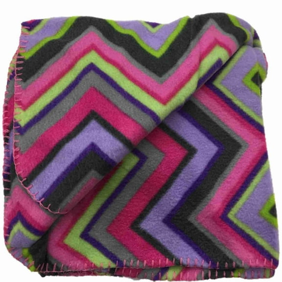 Basic Soft Fleece Throw Blanket with Purple & Pink Stripes - 50x60