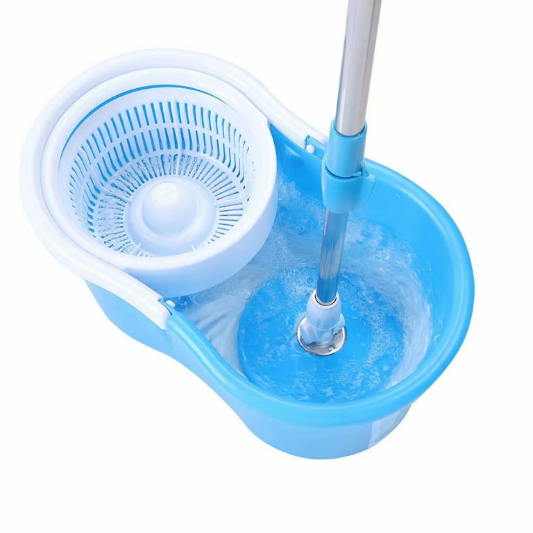 Gala Spin Mop with Easy Wheels and Bucket for Magic 360 Degree Cleaning  with 2 Refills (Large, Blue)
