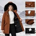 thumbnail image 6 of Winter Thicken Puffer Coat for Women Warm Waterproof Jacket with Faux Fur Removable Hood, Brown, 6 of 8