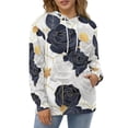 thumbnail image 3 of White Navy Roses Regular Fit Hoodie, Sporty Pullover Hooded Sweatshirt for Men Women 2XL, 3 of 6