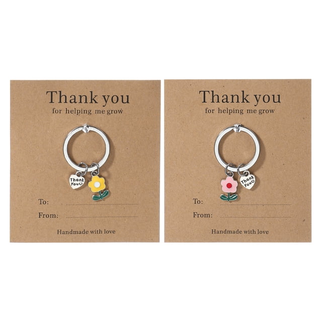 Regalos de llavero de apreciación del maestro Uxcell, colgante de flor lindo, accesorios de bolso, anillos de coche, colgantes amarillos/rosas