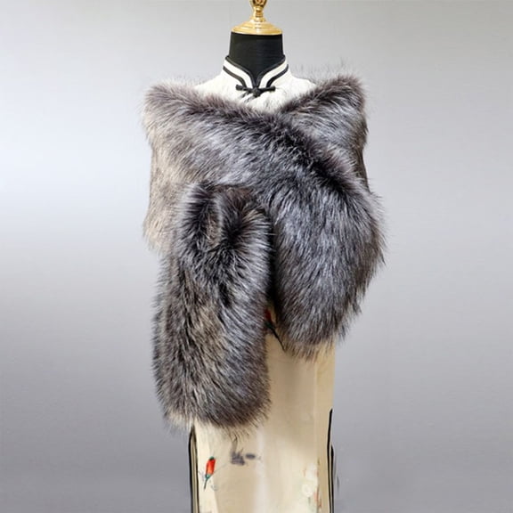 Faux Fur Shawl Wrap Stole Shrug Winter Bridal Wedding Cover Up