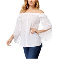 thumbnail image 1 of maison Jules Blusa con hombros descubiertos y botones para mujer, blanco, XX-Small, 1 of 1
