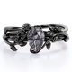 thumbnail image 1 of JeenMata Anillo Nupcial con Diseño de Hojas de Cuarzo Rutilado Negro Druzy Transparente en Forma de Lágrima de 1 Quilate con Engaste en Garras en Baño de Oro Negro de 18 K sobre Plata, 1 of 6
