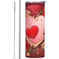 thumbnail image 5 of 20oz Insulated Stainless Steel Tumbler Mug | Vintage Love Hearts Cup with Lid and Straw | Hot and cold insulation |Gifts for Men Women Teens, 5 of 6