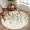 thumbnail image 3 of Colorful Flowers Round Rug 7ft Washable Circle Rugs Non Slip Spring Floral Leaves Botanical Country Beige Large Area Rug Indoor Floor Carpet for Bedroom Kitchen Living Room Home Office Dining Room, 3 of 8