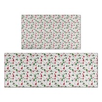 White Christmas Tree and Ornament Pattern Kitchen Rugs Sets Of 2,Anti Fatigue Kitchen Mat Rugs Non Slip Washable,Decorative Kitchen Floor Mats for Kitchen,Sink,Laundry,17"x30" 17"x47"