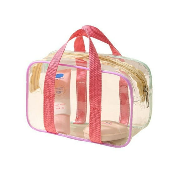 Clear Toiletry Storage Bag Portable Cosmetic Pouch Makeup Organizer for Travelling Beach School Work and Gym with Durable Zippered Closure
