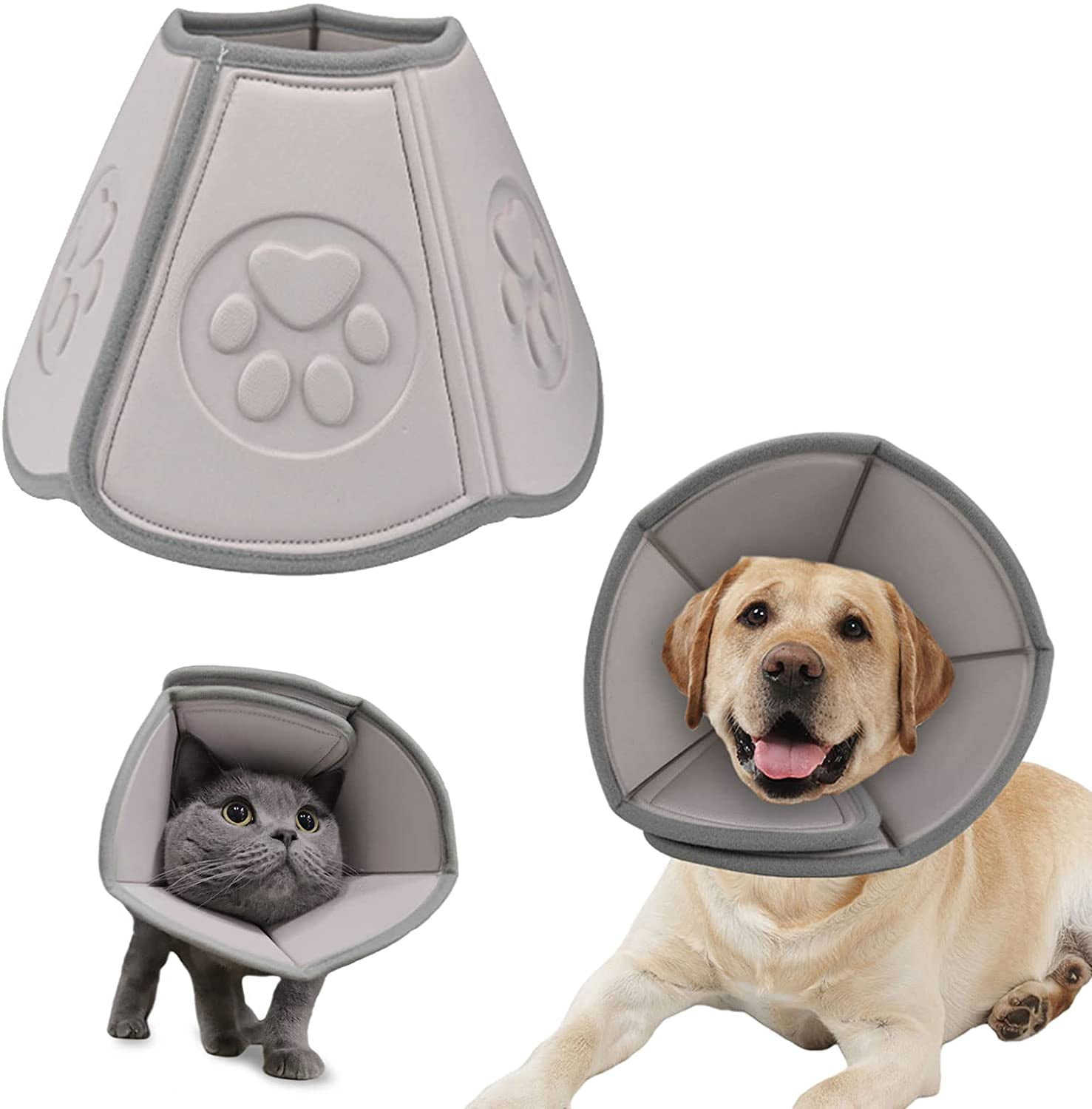 Anti Lick Soft Adjustable Water Resistant Cone Collar UFO Pet Collar for Big Cat Small Medium Dogs Protect from Licking Biting Wound 2 Pieces Cat Dog Recovery Collar Elizabethan Protective Collar 