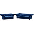 thumbnail image 2 of Crafters and Weavers Craftsman Mission Fabric/Velvet Sloped Arm Sofa in Blue, 2 of 4
