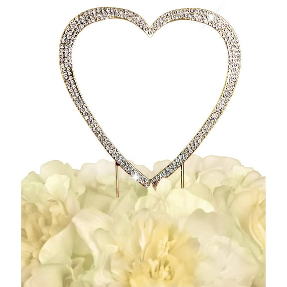 Unik Occasions Sparkling Collection Single Heart Cake Topper, Large, Gold