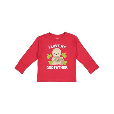 

Inktastic Cute Sloth I Love My Godfather with Green Leaves Gift Toddler Boy or Toddler Girl Long Sleeve T-Shirt