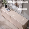 thumbnail image 2 of Aitjunz 66" Buffet Cabinet with Storage, Modern Sideboard w/Curved Edges & Adjustable Shelves, Cream, 2 of 7