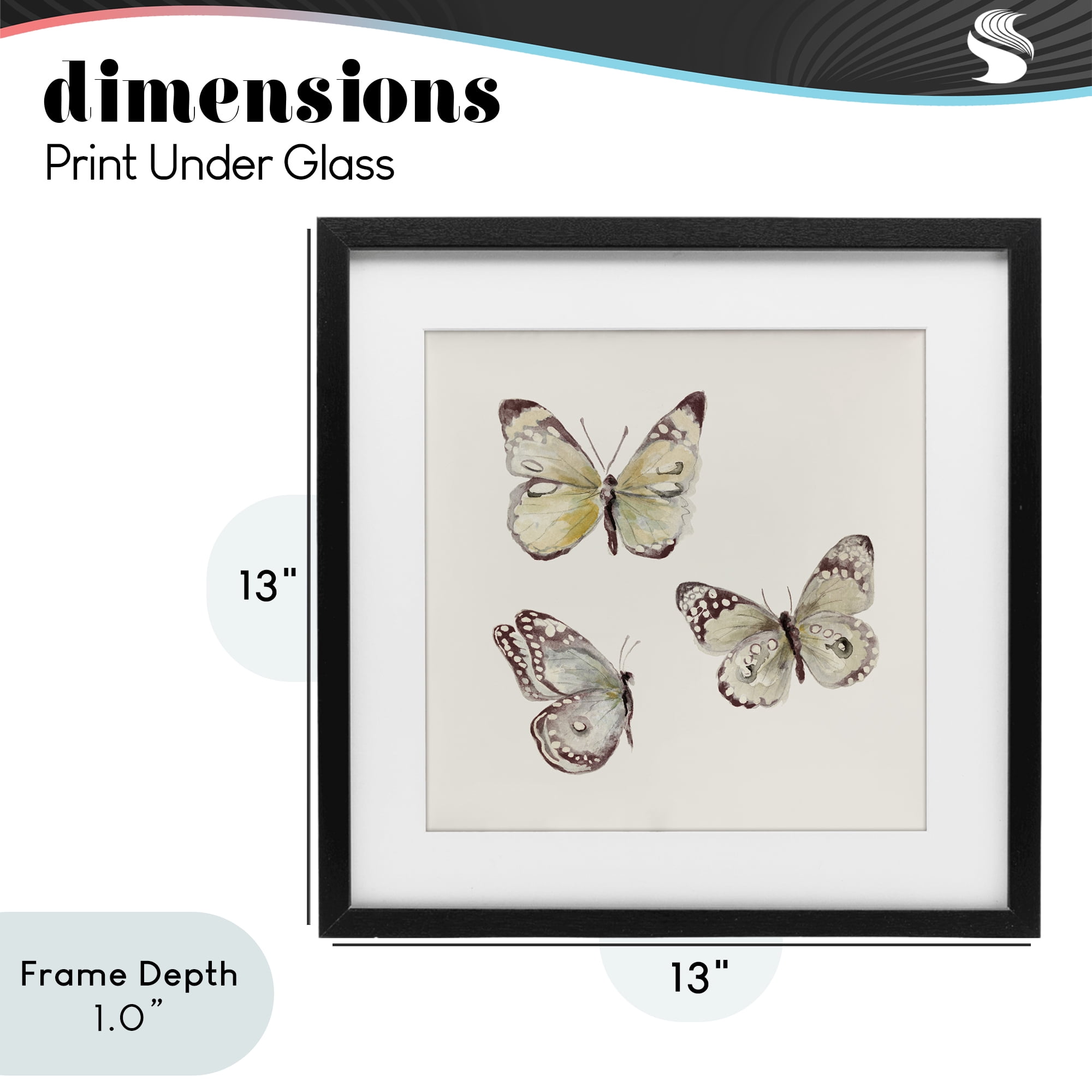 Stupell Industries Delicate Butterflies on Beige Black Framed Print Under Glass, design by Patricia Pinto