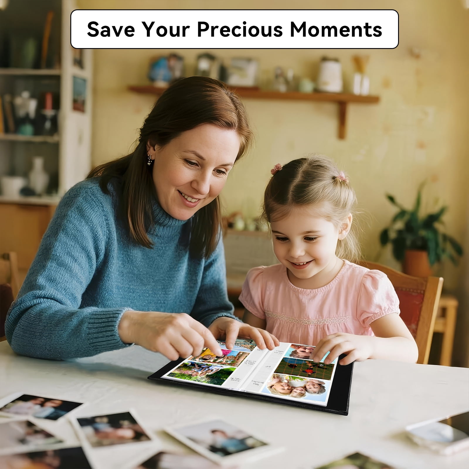 4x6 Photo Album Holds 300 Pictures, Leather Cover with Front Window, Large Capacity Slip-in Picture Albums with Horizontal Pockets for Wedding Kids Travel Anniversary Family Baby Photo Books, Black