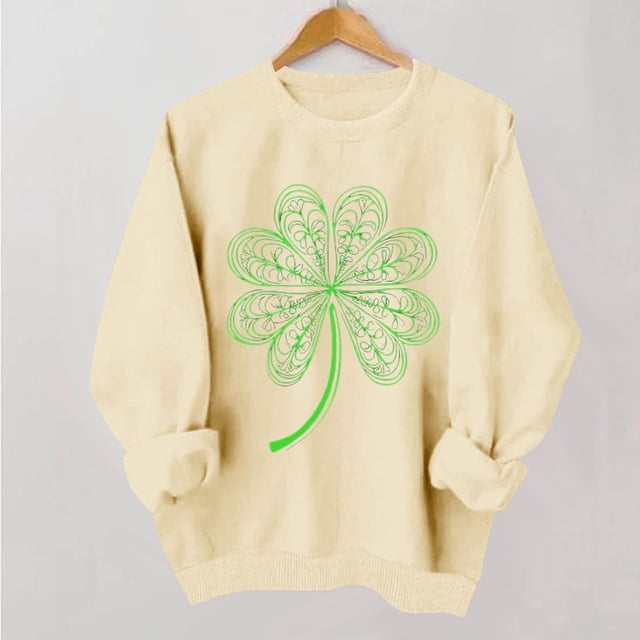 TaTaai Women Casual No Hood St Patrick's Day Printed Sweatshirt Crew Neck Long Sleeve Top Ladies Daily Commute Festival Wear Soft Warm Comfortable Stylish Pullover Top Gift