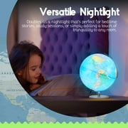 11 Illuminated Globe with Chrome Stand – Rotating Desktop World Map with LED Light for Home or Classroom Use