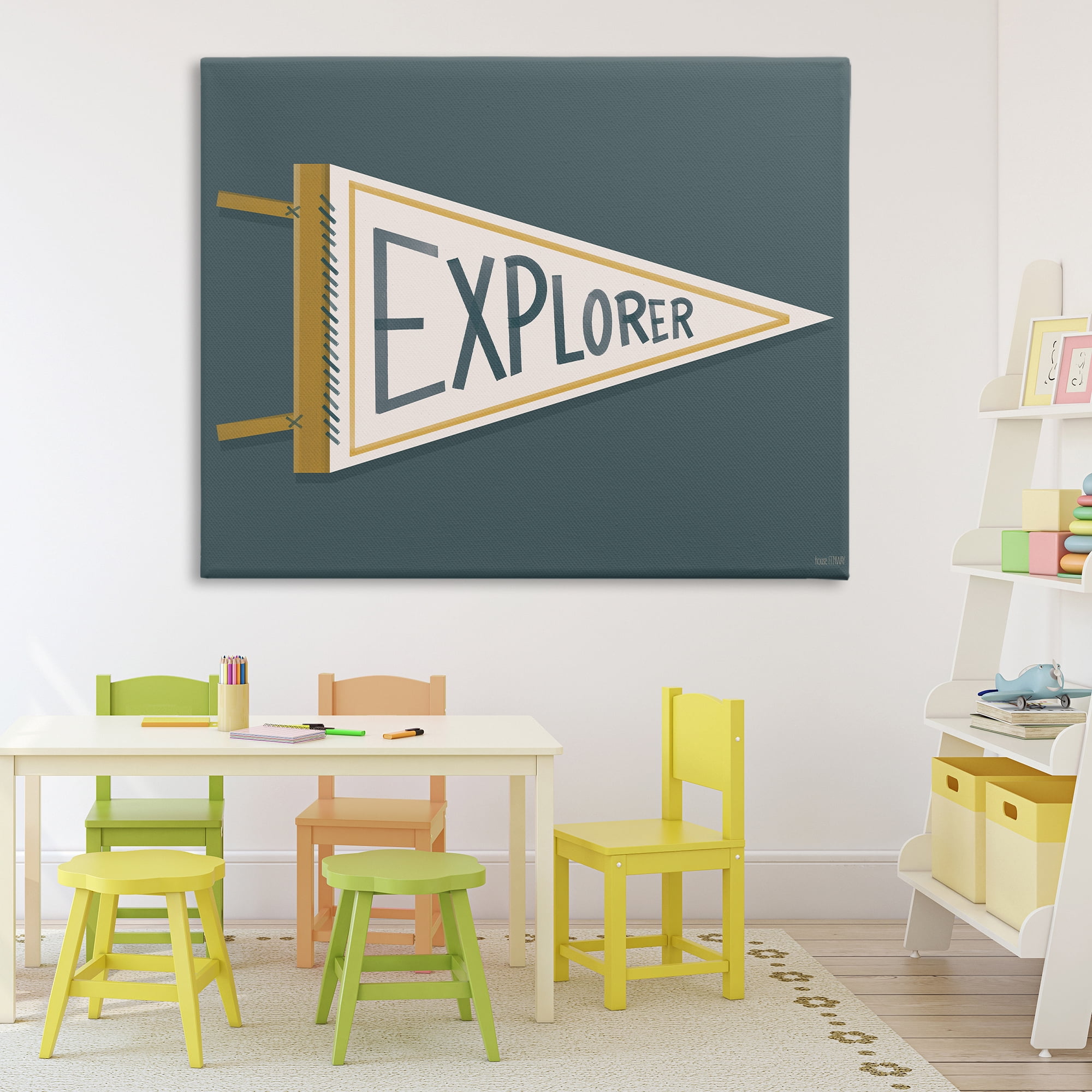 Stupell Industries Explorer Retro Pennant Canvas Wall Art, design by House Fenway