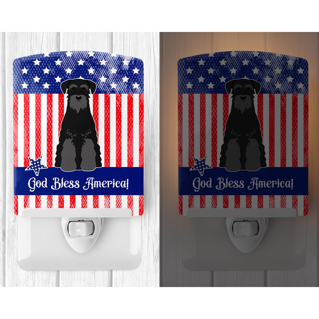 Caroline's Treasures BB3027CNL Patriotic Standard Schnauzer Black Ceramic Night Light, 6x4x3", multicolor