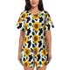 thumbnail image 1 of Fotbe Cute Cow Print Sunflower B Conjunto de Pijama Estampado para Mujer, 2 Piezas, Ropa de Dormir con Camiseta de Manga Corta y Shorts Suaves-XX-Large, 1 of 6